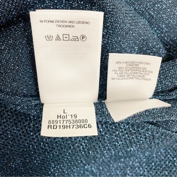 NWT Rachel Roy Kiki Navy Shimmer Midi Fitted Sheath Sweater Dress Size Large NEW - Picture 15 of 16